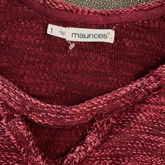 Maurice’s burgundy maroon wine rough knit lace sweatshirt size 1 - Picture 2 of 8